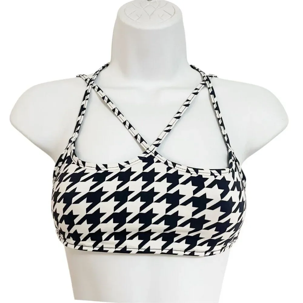Frankie’s Bikinis Houndstooth Strappy Bikini Top Baddie Y2K Sporty Swim M